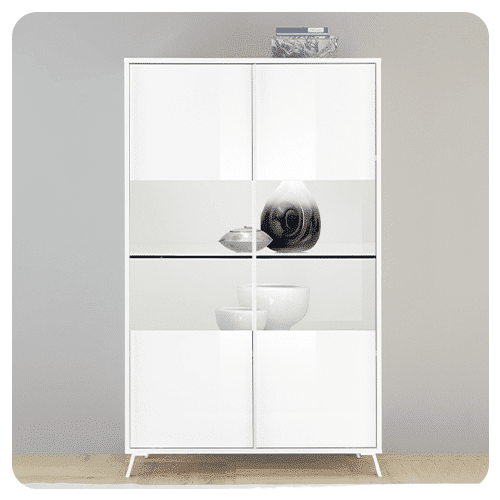 Vitrine 2 portes city blanc brillant