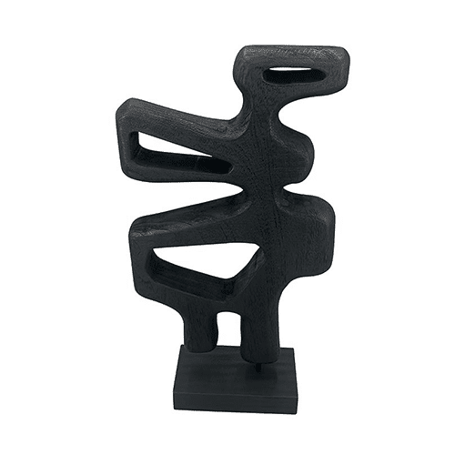 Sculpture décorative stylisée en bois ajouré noir