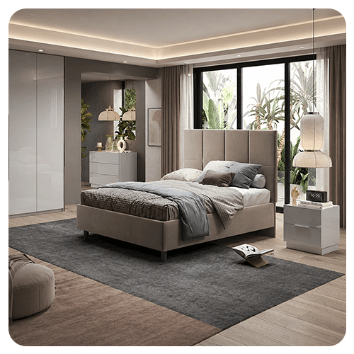 Lit adulte 160 par 200 cm "Blush" avec coffre et sommier