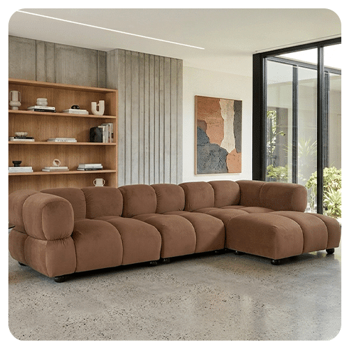 Canapé d'angle modulable marron