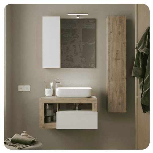 Miroir salle de bain avec colonne