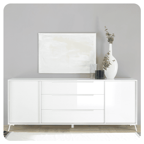 Buffet 3 portes City blanc brillant