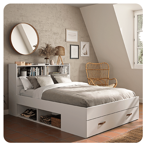 Lit Sabia blanc avec sommier