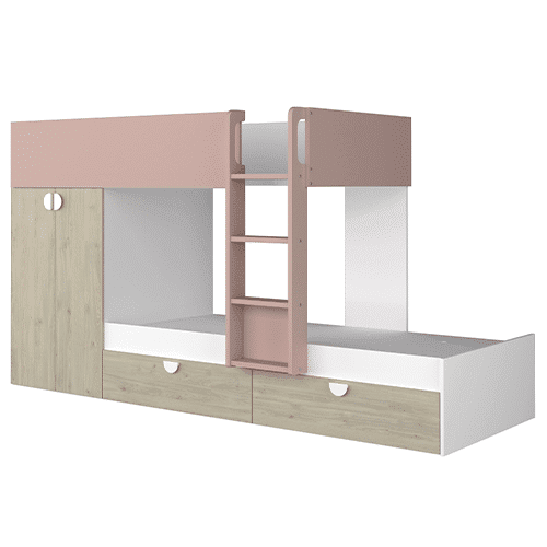 Lit superposé chêne blanc rose Flip – Image 2