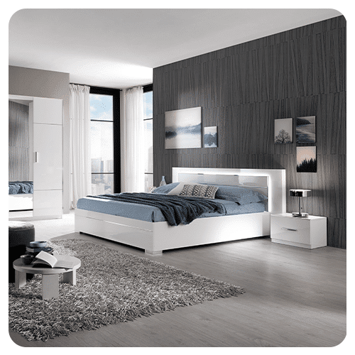 Chambre complète Glossy Blanc – Image 2